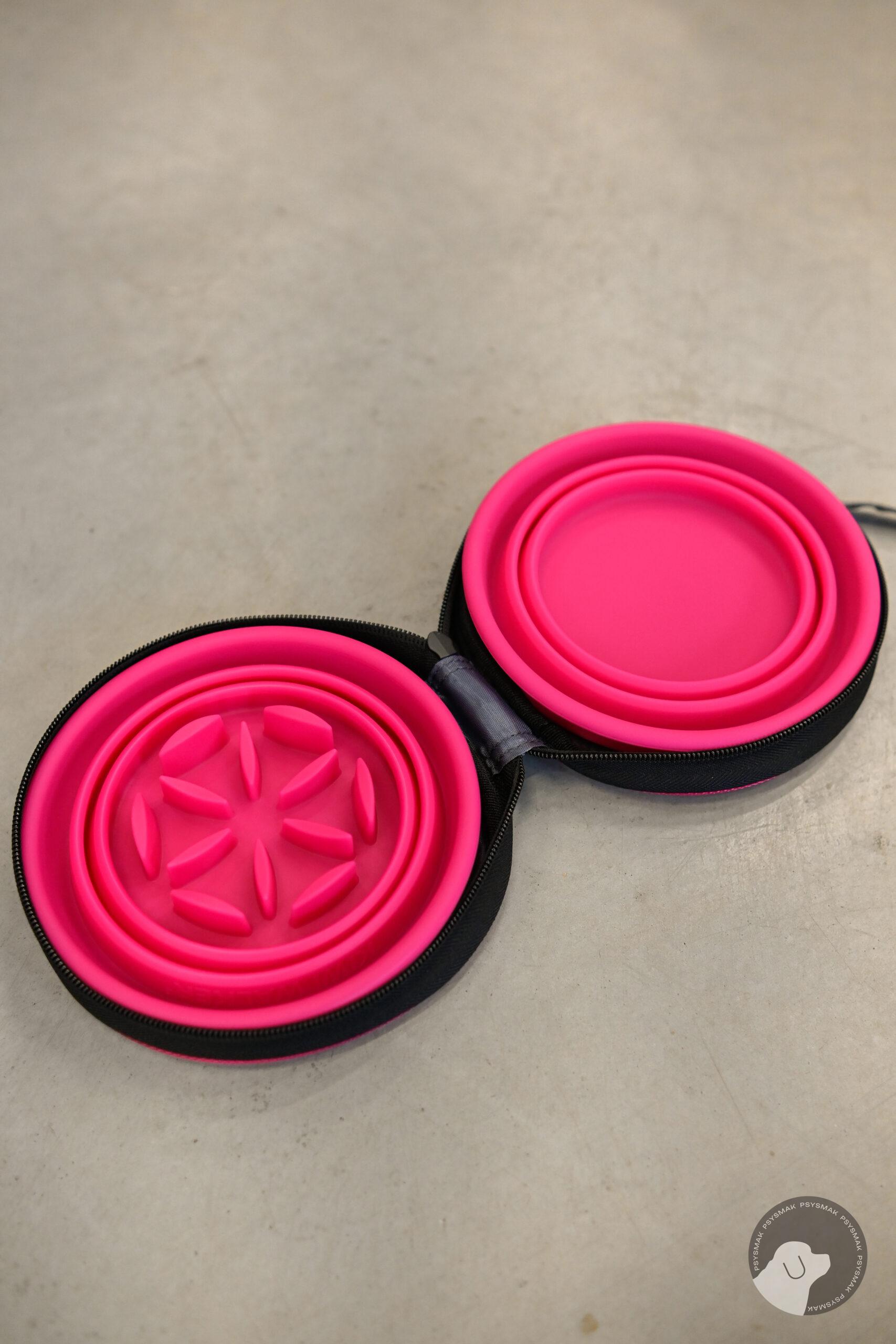 Kiwi Walker TRAVEL DOUBLE BOWL SLOWFEEDER miski turystyczne różowe