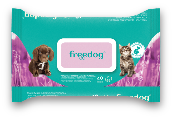 FREEDOG CHUSTECZKI PIELĘGNACYJNE DLA PSA I KOTA Z lawenda i wanilia 40 sztuk