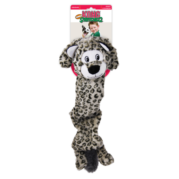 Kong Stretchezz Jumbo Snow Leopard XL - pluszowy leopard piszczy i szeleści (Kopia)
