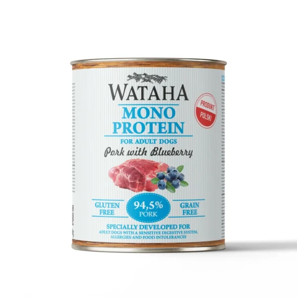 Wataha Mono Protein wieprzowina z borówką – mokra karma 800 g