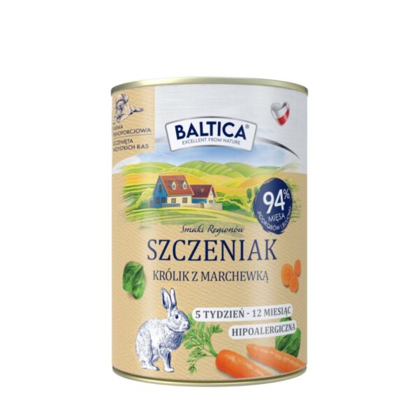 BALTICA Karma mokra dla szczeniąt królikiem z marchewką 400g