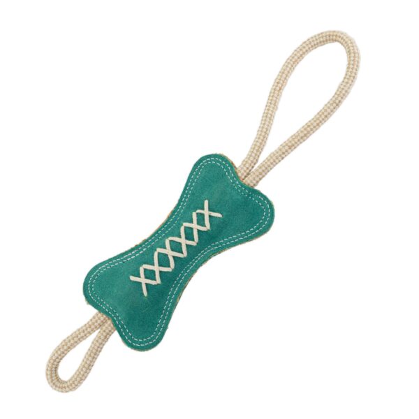 BARRY KING Szarpak dla psa kość skórzana ze sznurkami 20 x 7 cm