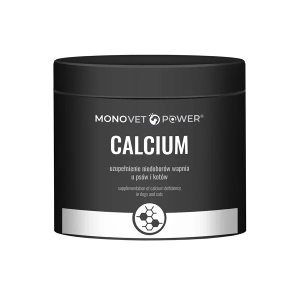 MONOVET POWER® – CALCIUM – produkt w postaci proszku służący do suplementacji wapnia dla psów i kotów 120 g