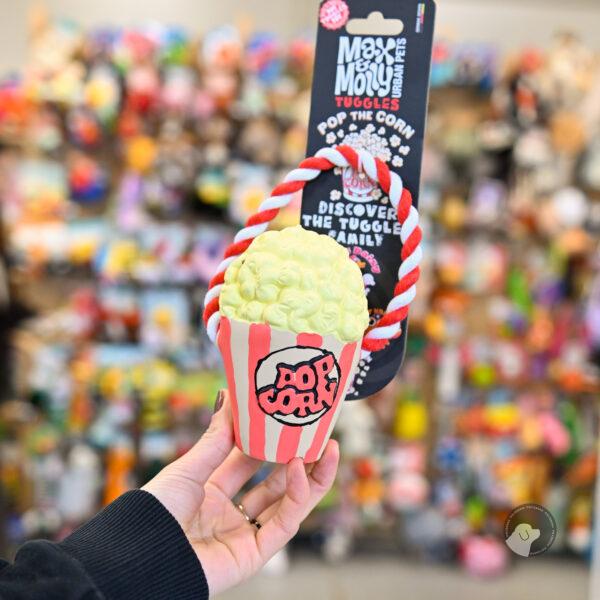 Max&Molly Pop the Corn - zabawka dla psa z liną, lateksowy kubełek popcornu z piszczałką