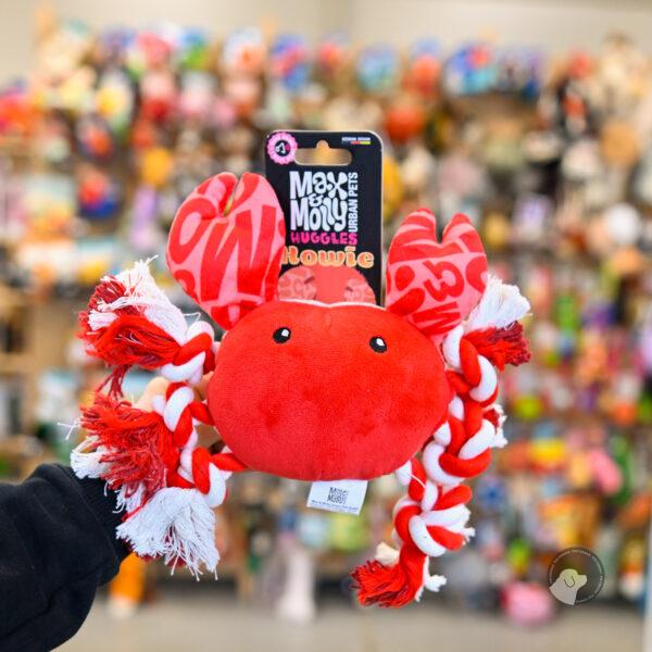 Max & Molly ZABAWKA HUGGLES - Krab Chowie z liną i piszczałką