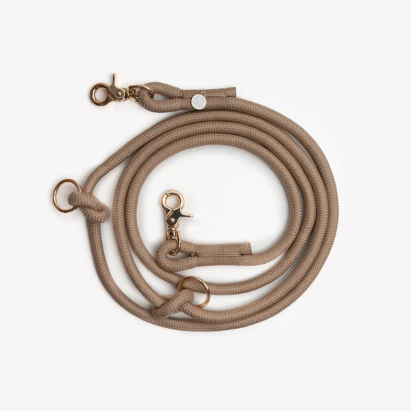 FURLOU HANDS FREE BRAIDED LEASH SAND - beżowa smycz linowa 2,4 m
