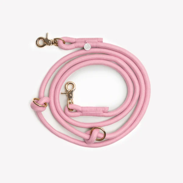 FURLOU HANDS FREE BRAIDED LEASH - różowa smycz linowa 2,4 m