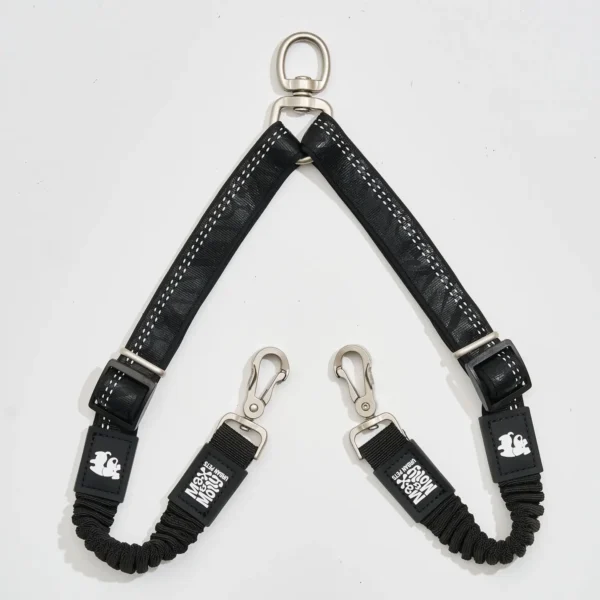 Max Molly Double Leash Black czarny dwójnik z amortyzatorami do smyczy dla psa M-L