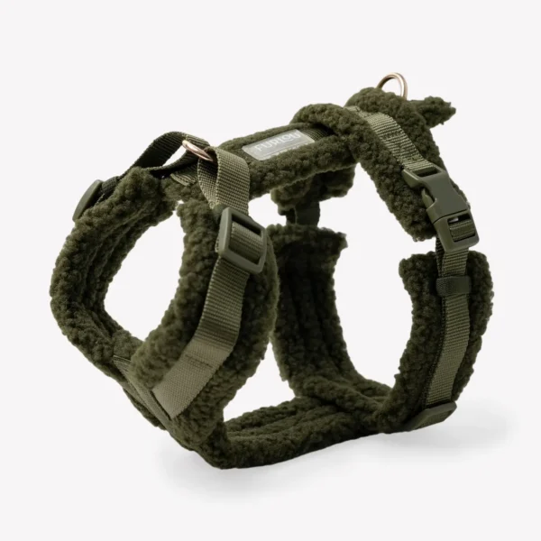 FURLOU SHERPA DOG HARNESS Moss Green - miękkie ciemnozielone szelki dla psa XS - L