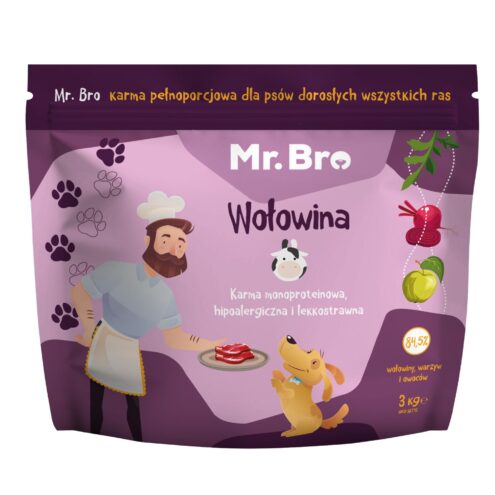 Mr. Bro Monoproteinowa Sucha Karma Dla Psów Dorosłych Z wołowiną 3 kg