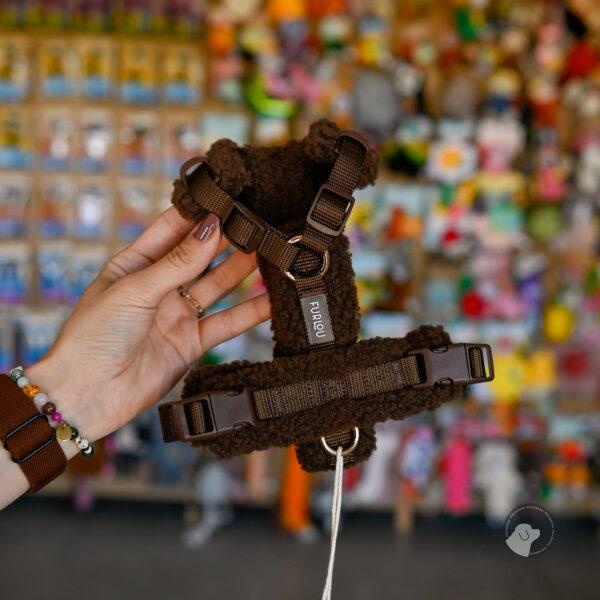 FURLOU SHERPA DOG HARNESS Brown - miękkie czekoladowe szelki dla psa XS - L