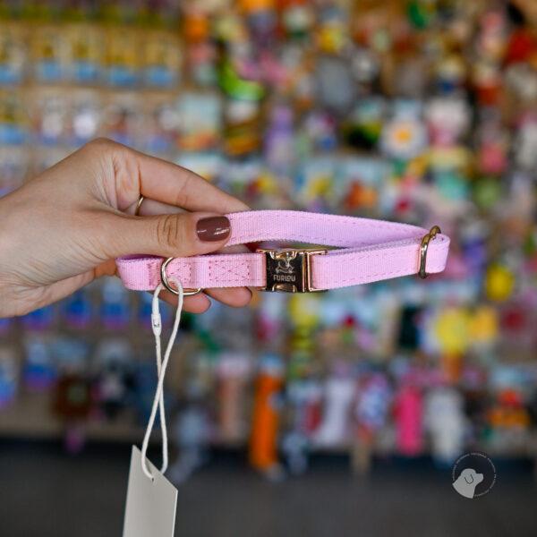 FURLOU Canavas DOG collar pink - jasno różowa obroża S-L
