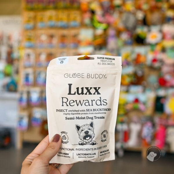 GLOBE BUDDY Luxx Rewards - przysmaki półwilgotne dla psa owady z hydrolizowaną wątróbką drobiową (150g)