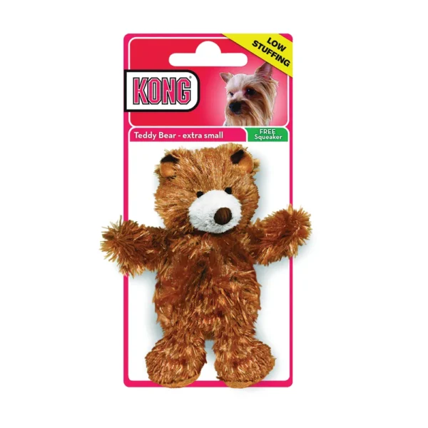 KONG PLUSH NOYS - mały miś pluszowy brązowy XS