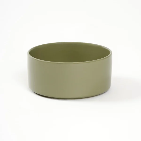 Nordog Barcelona Double Dog Bowl zestaw misek w kolorze khaki z podstawką ciemny dąb