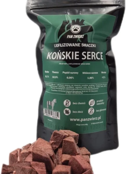 Pan Zwierz Liofilizowane smaczki końskie serca 70 g