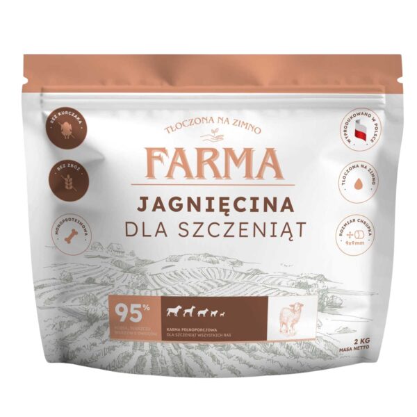 Farma – jagnięcina Dla Szczeniąt Hipoalergiczna karma Tłoczona na Zimno 2 kg