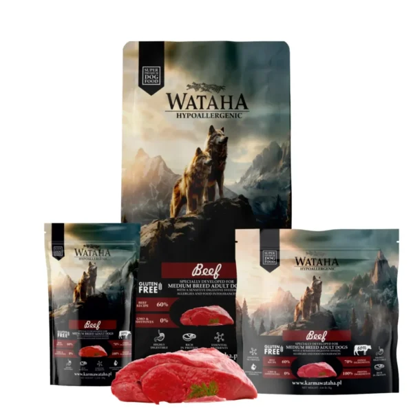 Wataha Hypoallergenic z wołowiną – Sucha Karma dla Dorosłych Psów małych ras 2 kg