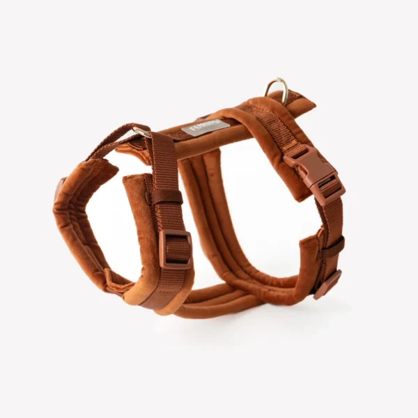 FURLOU VELVET DOG HARNESS CLAY- aksamitne rude szelki dla psa XS - L