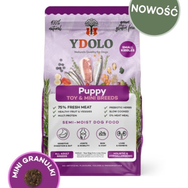 YDOLO Puppy - wieprzowina Iberico i ryby - karma półwilgotna dla szczeniąt dla małych ras MINI 700 g