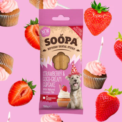 SOOPA Dental Sticks dla psa – Truskawka i Kokos (100g)