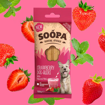 SOOPA Dental Sticks dla psa – Truskawka i Mięta (100g)