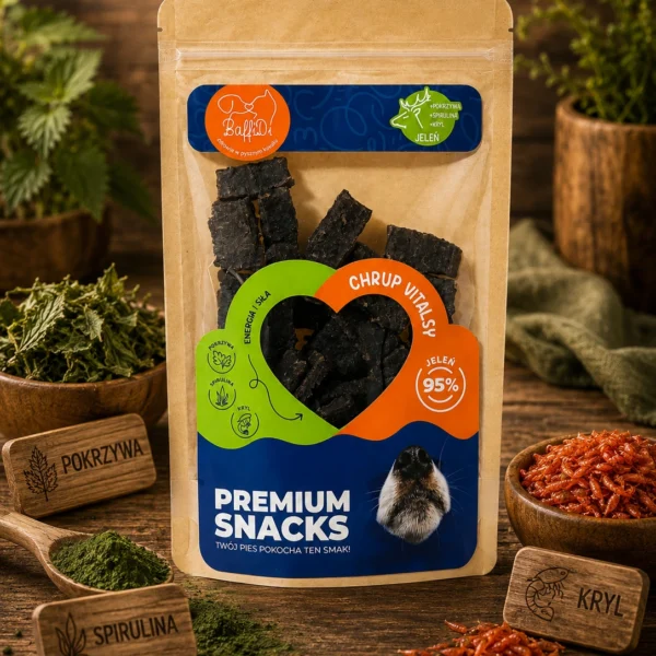 ChrupVitalsy dla psa - jeleń z pokrzywą spiruliną i krylem 90g