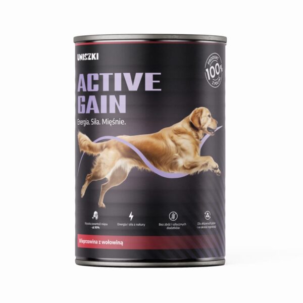 UNISZKI Karma mokra ACTIVE GAIN wieprzowina z wołowiną 400 g