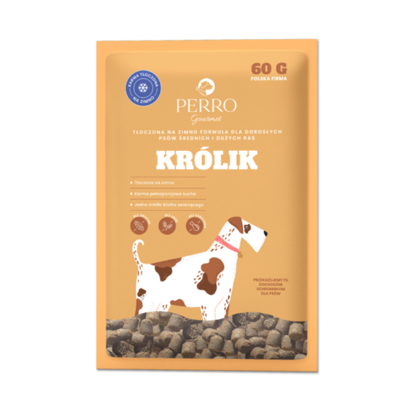perro tłoczony na zimno królik próbka